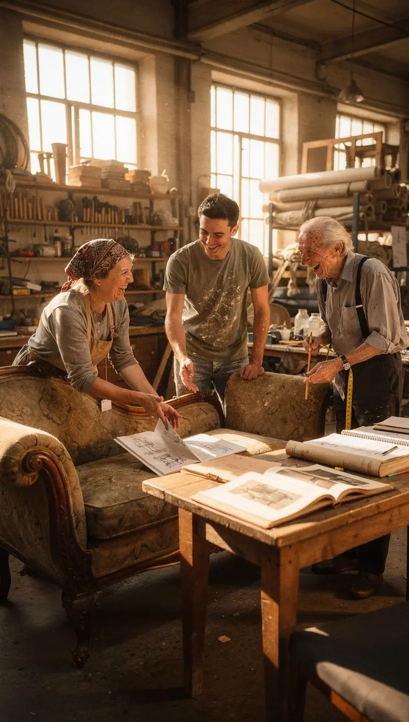 Metal restoration process in a vintage workshop